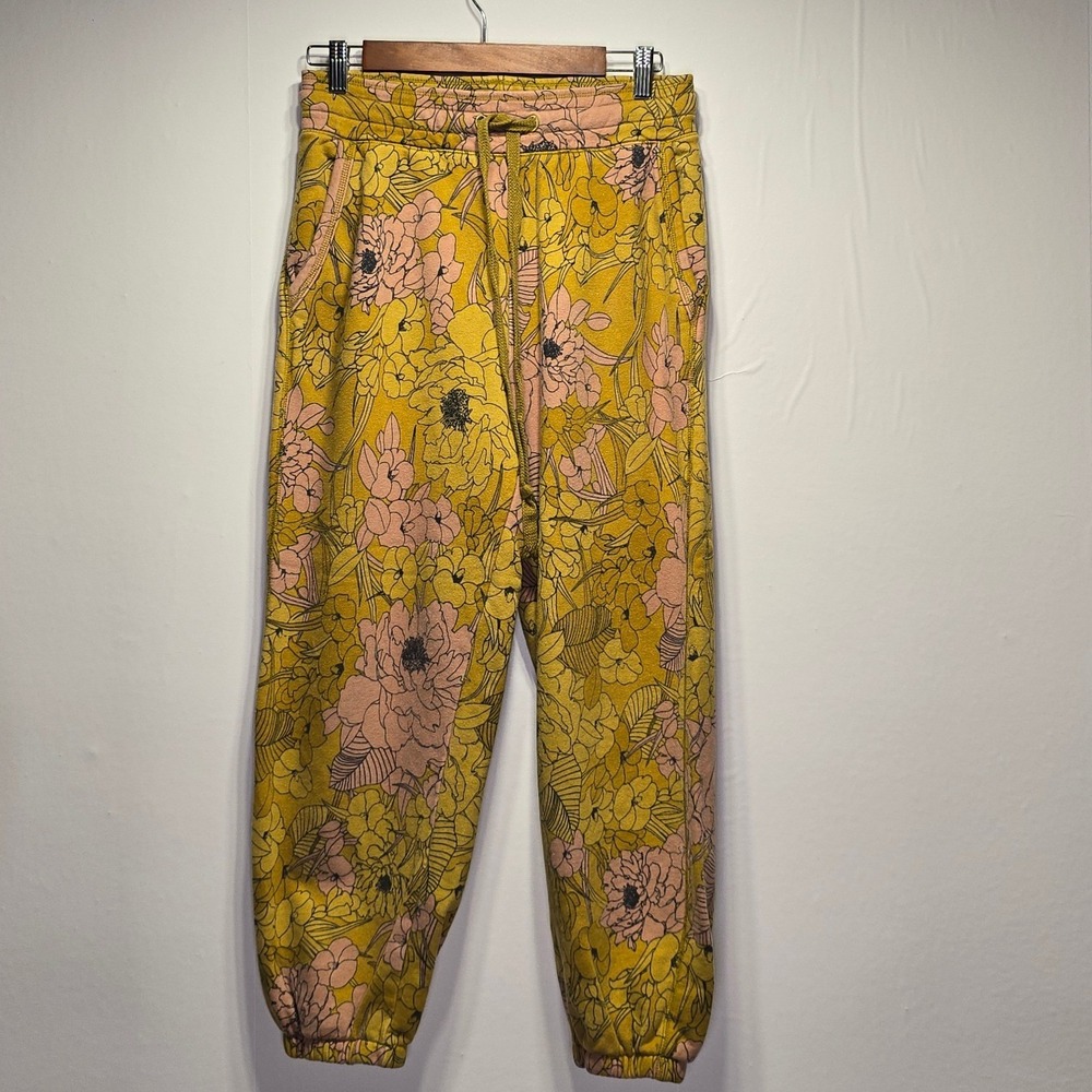 Anthropologie Women's Camilla Knit Joggers Hug Print Yellow Floral SP Boho - Picture 2 of 13